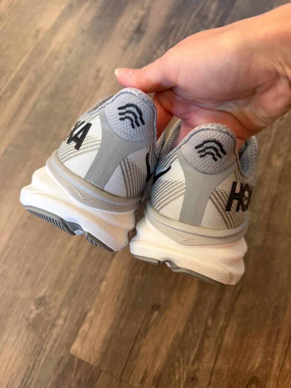 Hoka Light Gray/White Neutral Running Shoes